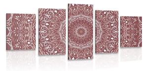 Tablou 5-piese Mandala în stil vintage în nuanțe de roz