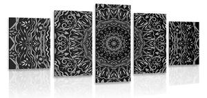 Tablou 5-piese Mandala în stil vintage în design alb-negru