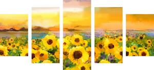 Tablou 5-piese câmpul de floarea soarelui