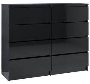 Servantă cu sertare, negru foarte lucios, 120 x 35 x 99 cm, PAL