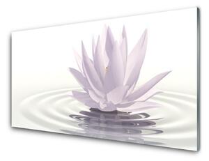 Panou sticla bucatarie Water Flower Art White