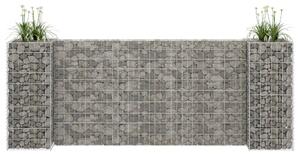 Jardinieră gabion în formă de H, 260 x 40 x 100 cm, sârmă oțel