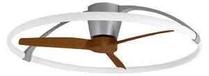Ventilator de tavan inteligent cu LED Nepal, argintiu/nuc - Mantra Mantra Iluminación, Nepal, reglabil, Lemn, Camera de zi, Metal, Modern