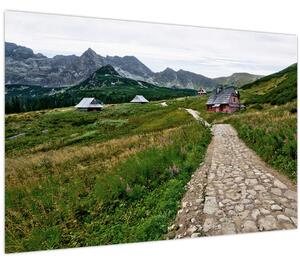 Tablou - Peisaj montan cu case (90x60 cm)