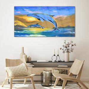Tablou sticla Abstracția Delfinilor Soare