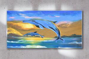 Tablou sticla Abstracția Delfinilor Soare