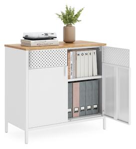 Dulap de depozitare metalic BRIX, 76x80x40cm, albă/maro SongmicsHome