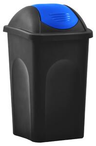 Coș de gunoi cu capac oscilant, negru și albastru, 60L