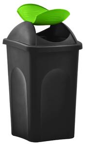 Coș de gunoi cu capac oscilant, negru și verde, 60L