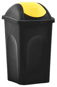 Coș de gunoi cu capac oscilant, negru și galben, 60L