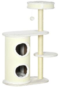 PawHut Ansamblu pentru Pisici 100cm, Stâlp Sisal, Căsuță și Platforme, Crem | Aosom Romania