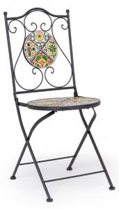 Scaun pentru gradina, Naxos, Bizzotto, pliabil, 39x47x92 cm, otel cromat/ceramica