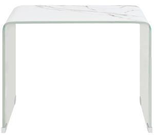 Măsuță de cafea, marmură albă, 50x50x45 cm, sticlă securizată