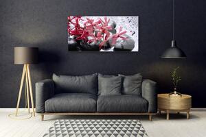 Tablou pe sticla Pietrele de flori Arta Negru Roșu