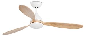 Ventilator de tavan Poros, lampă LED, Ø 132 cm, alb/lemn deschis FARO BARCELONA, Poros, reglabil, Alb, Camera de zi, Metal, Modern