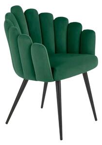 Scaun tapitat K410, verde/negru, stofa catifelata/metal, 65x62x85 cm
