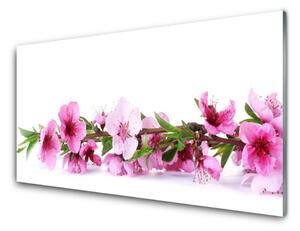 Tablou pe sticla Flori Floral Roz Verde