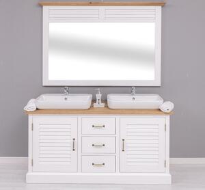 Dulap baie cu 2 usi lamelare - lavoarele sunt incluse in pret, blat stejar cu oglinda - Culoare Top_P061 / Culoare Corp_P004 - D