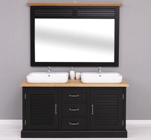 Dulap baie cu 2 usi lamelare - lavoarele sunt incluse in pret, blat stejar cu oglinda - Culoare Top_P061 / Culoare Corp_P003 - D