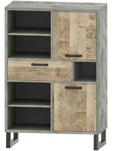 Comoda Bari, stejar nisip/gri, PAL, 90x45x134 cm