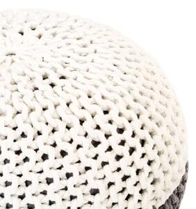 Fotoliu puf tricotat manual, antracit și alb, 50x35 cm, bumbac