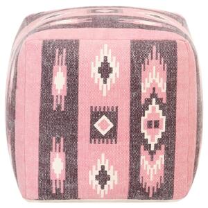 Taburet puf, roz, 45 x 45 x 45 cm, bumbac, design imprimat