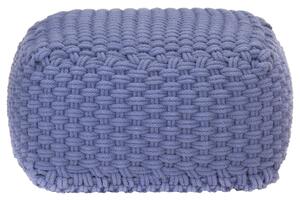 Puf tricotat manual, albastru, 50x50x30 cm, bumbac