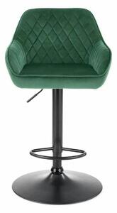 Scaun bar H103, verde inchis/negru, stofa catifelata/otel, 55x55x92/11