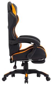 Scaun racing suport picioare portocaliu/negru piele ecologică