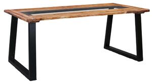 Masă de bucătărie, 180x90x75 cm, lemn masiv acacia & sticlă
