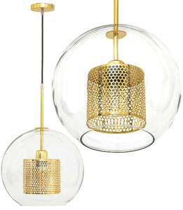 Lampă suspendată din sticlă galbena aurie APP556-1CP 30cm