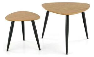 Set 2 masute cafea NICEA, stejar auriu/negru