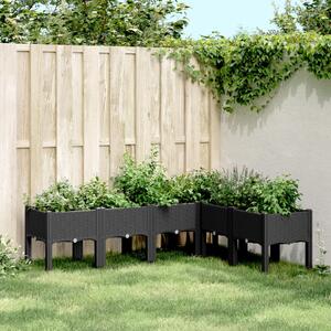 Jardinieră de grădină cu picioare, negru, 160x120x42 cm, PP