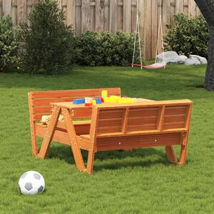 Masă de picnic pentru copii, maro, 88x122x58 cm, lemn masiv pin