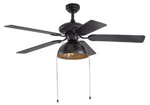 Ventilator de tavan Lucande cu lumină Shamoian, silențios, Ø 130 cm Lucande, Shamoian, Negru, Camera de zi, Metal, Vintage