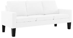 Canapea cu 3 locuri, alb, piele ecologică