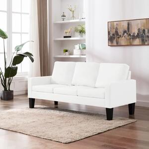Canapea cu 3 locuri, alb, piele ecologică