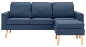 Canapea cu 3 locuri și taburet, albastru, material textil