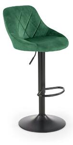 Scaun de bar rotativ H101, verde inchis/negru, stofa catifelata/metal