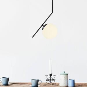 Opviq Lampă suspendată Dolunay 143-AV, negru, un abajur din sticlă, reglabil, Negru, Camera de zi / sufragerie, Metal, Modern, glob