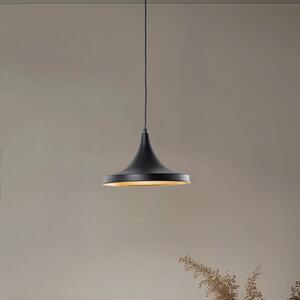 Opviq Lampă suspendată Berceste 193-S Ø30cm negru / auriu, reglabil, Negru, Camera de zi / sufragerie, Metal