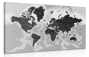 Tablou harta lumii modernă în alb-negru