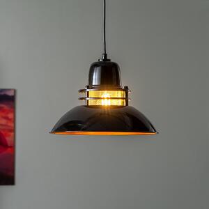 Opviq Berceste 226-S lampă suspendată Ø34cm negru / auriu, reglabil, Negru, Camera de zi / sufragerie, Metal