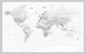 Tablou pe plută harta lumii clasică cu marginea gri