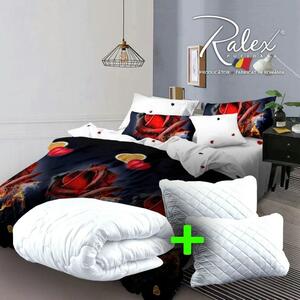 Pachet promo 6 piese lenjerie pat finet PLP101, negru/alb, cu pilota