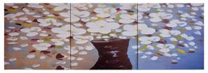Set tablouri din pânză, vas cu flori, multicolor, 120 x 40 cm