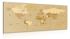 Tablou harta lumii în nuanță bej