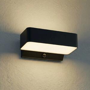 Lindby Lampă de perete pentru exterior LED Fando, antracit, cu senzor, IP44, Gri, Aluminiu