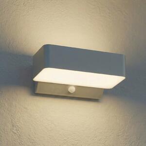 Lindby Lampă de perete pentru exterior LED Fando, argintiu mat, cu senzor, IP44, Metalic, Aluminiu