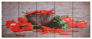 Set tablouri din pânză, imprimeu paprika, multicolor, 150x60 cm